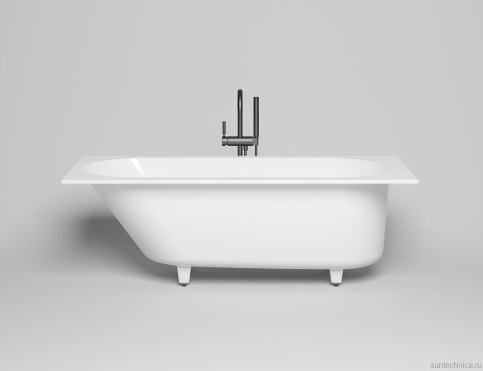 Ванна из искусственного камня Salini Ornella S-Sense 180x80 см, встраиваемая, матовая белая, на ножках