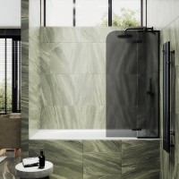 Шторка на ванну Maybahglass MGV-660-6 69 см, профиль черный, стекло графит матовое