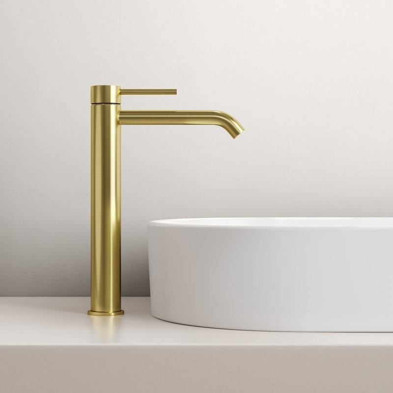 Смеситель для раковины высокий Sancos Etna, брашированное золото, PVD покрытие, SC9002BG