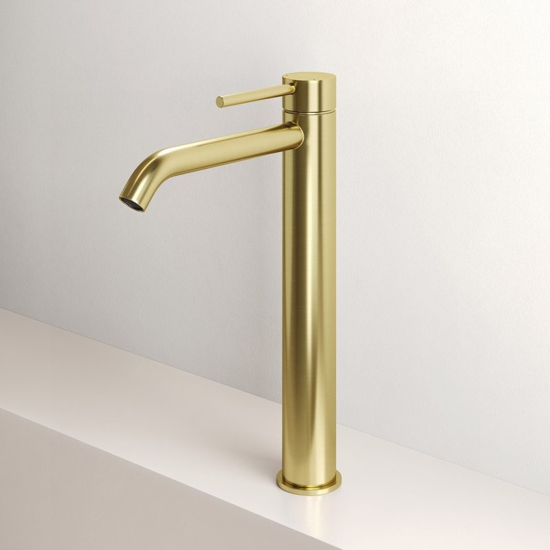 Смеситель для раковины высокий Sancos Etna, брашированное золото, PVD покрытие, SC9002BG