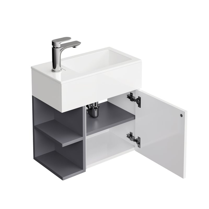 Тумба с раковиной KERAMA MARAZZI GEOMETRICA 50 подвесная, утренний серый матовый