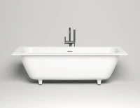 Ванна из искусственного камня Salini Orlanda Axis Kit S-Sense 190x80 см, встраиваемая, матовая белая, на ножках, со сливом-переливом