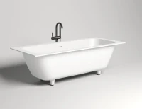 Ванна из искусственного камня Salini Orlanda Axis Kit S-Sense 190x80 см, встраиваемая, матовая белая, на ножках, со сливом-переливом