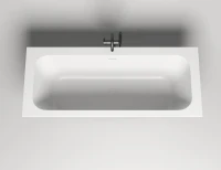 Ванна из искусственного камня Salini Orlanda Axis Kit S-Sense 190x80 см, встраиваемая, матовая белая, на ножках, со сливом-переливом