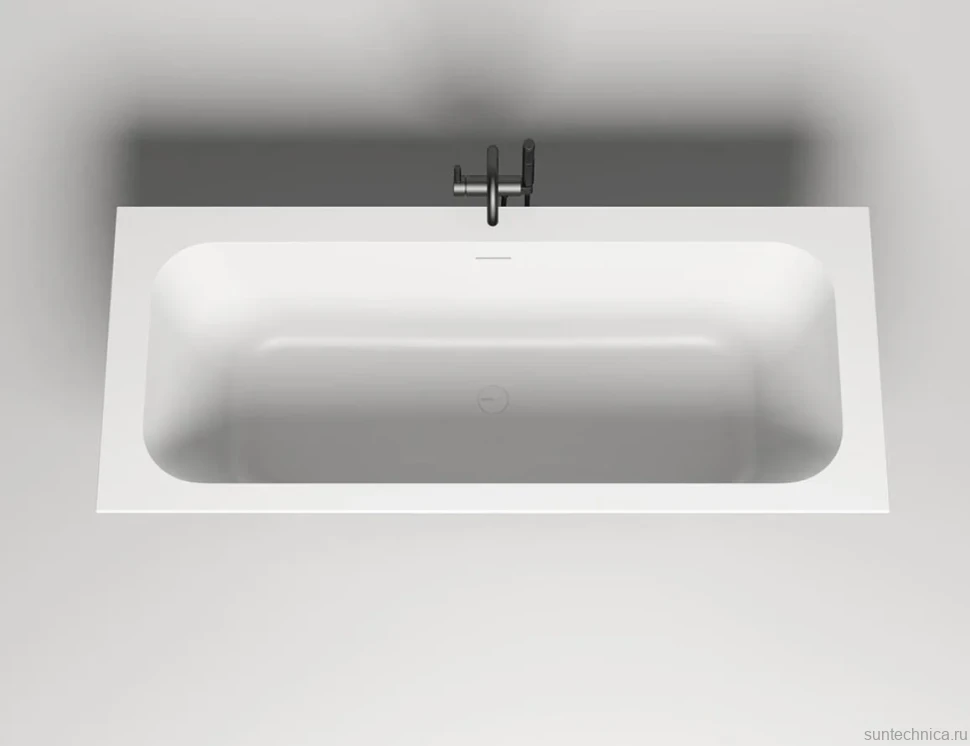 Ванна из искусственного камня Salini Orlanda Axis Kit S-Sense 190x80 см, встраиваемая, матовая белая, на ножках, со сливом-переливом