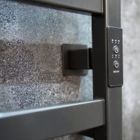 Полотенцесушитель электрический Тругор Пэк сп 80х50 80x55 см, подключение справа, скрытое подключение справа, оружейная сталь, лесенка, из стали