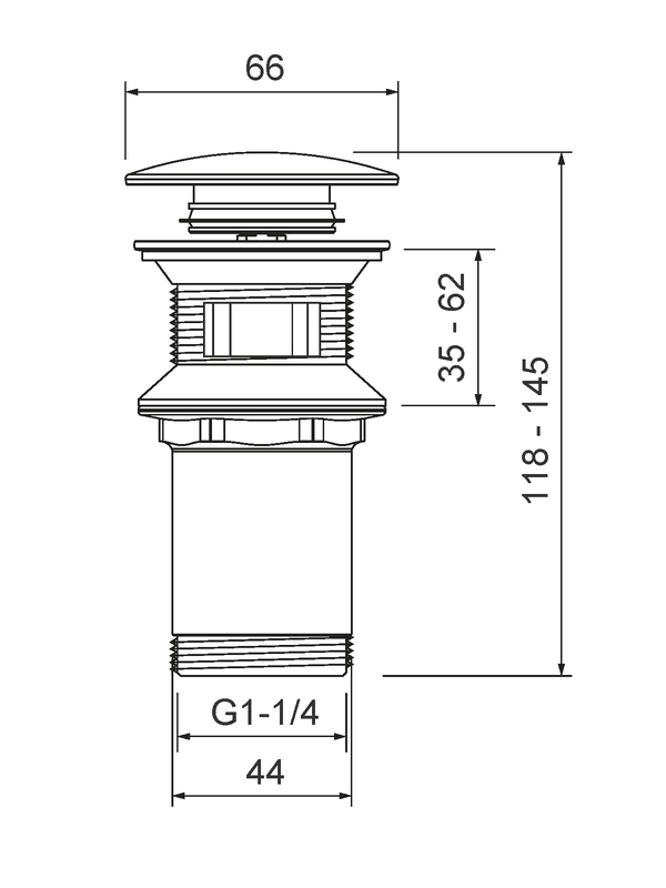 Донный клапан для раковины Timo 8011/20 с переливом, шлифованное золото