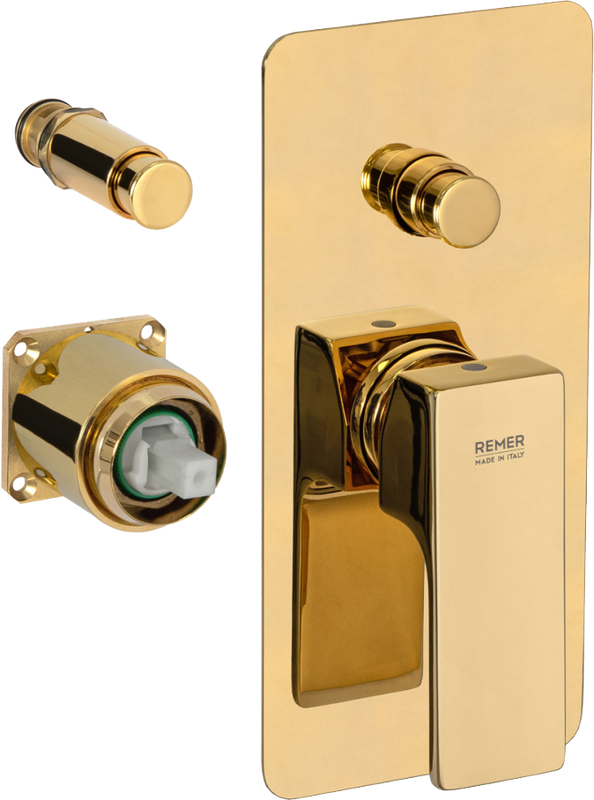 Встраиваемый смеситель для душа и ванны Remer Absolute AU09KBDO С ВНУТРЕННЕЙ ЧАСТЬЮ, золото