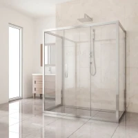 Душевой уголок Kubele DE019 R3U-CLN-CH 140х100 см, профиль хром