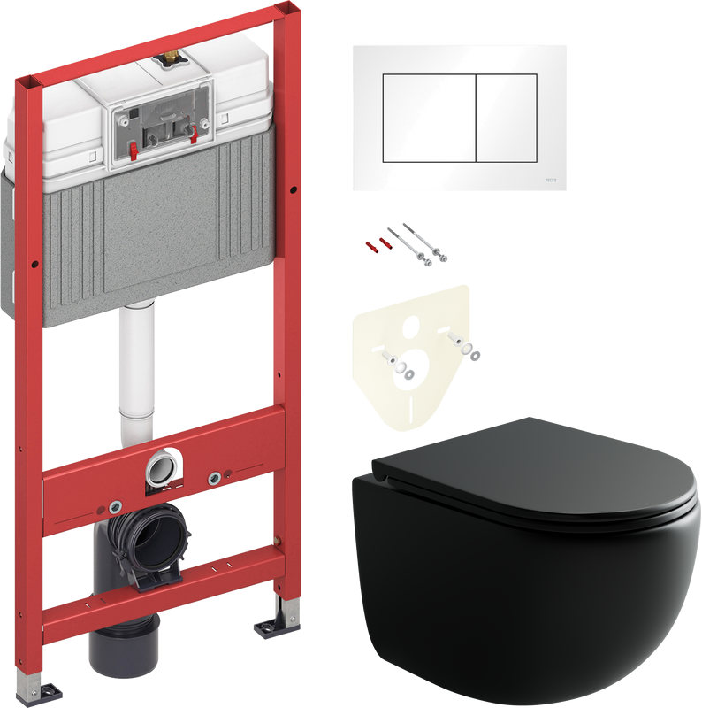 Комплект Унитаз подвесной Ceramicanova UP Rimless CN4007MB черный матовый + Инсталляция TECE Base 9400413 4 в 1 с кнопкой смыва