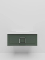 Мебель для ванной комнаты La Fenice Cubo 80 подвесная, серая, ручка хром, столешница белый мрамор, раковина матовая белая