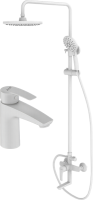 Комплект для ванной IDDIS Ray Душевая стойка IDDIS Ray RAYWT3Fi06 + Смеситель для раковины RAYWT00i01, белый