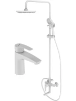 Комплект для ванной IDDIS Ray Душевая стойка IDDIS Ray RAYWT3Fi06 + Смеситель для раковины RAYWT00i01, белый