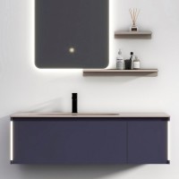 Тумба с раковиной Black&White Universe 120 подвесная, P14 dark blue, с подсветкой