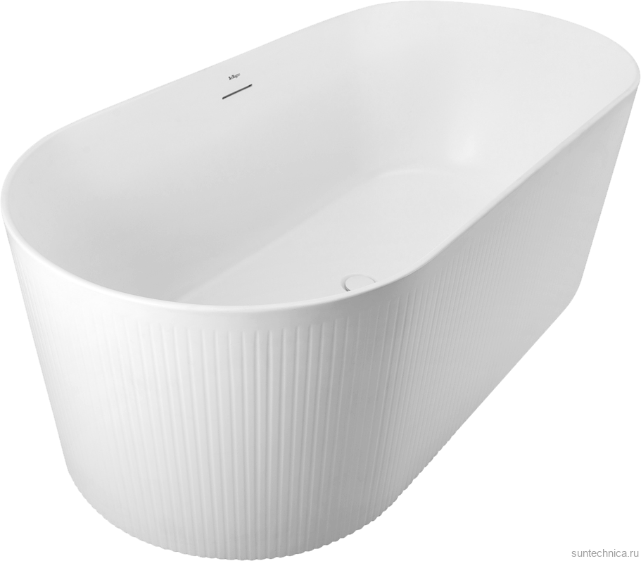Акриловая ванна BelBagno BB411 170x80 см, отдельностоящая, белая матовая, овальная, со сливом-переливом, с донным клапаном, фурнитура белая