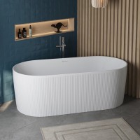 Акриловая ванна BelBagno BB411 170x80 см, отдельностоящая, белая матовая, овальная, со сливом-переливом, с донным клапаном, фурнитура белая
