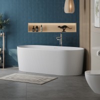 Акриловая ванна BelBagno BB411 170x80 см, отдельностоящая, белая матовая, овальная, со сливом-переливом, с донным клапаном, фурнитура белая