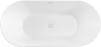 Акриловая ванна BelBagno BB411 170x80 см, отдельностоящая, белая матовая, овальная, со сливом-переливом, с донным клапаном, фурнитура белая