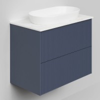 Тумба под раковину со столешницей La Fenice Terra Twin Blu Grigio 80 подвесная, синяя матовая, столешница белый мрамор