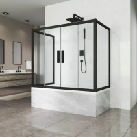 Шторка на ванну Kubele DE019 P4U-CLN-BLMT, 170х70 см, профиль матовый черный