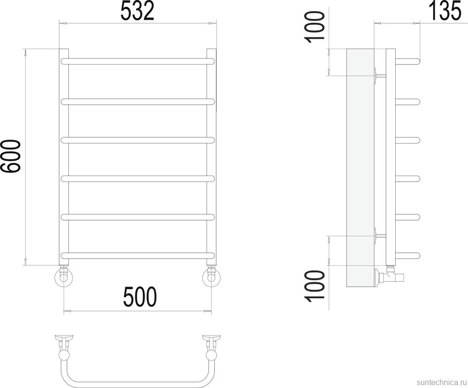 Полотенцесушитель водяной Terminus Стандарт П6 500x600