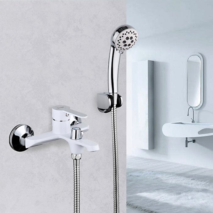 Смеситель для ванны с душем Frap H41 F3241 белый, хром