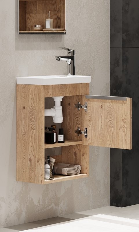 Тумба с раковиной AQUATON Хоуп 40 подвесная, 1 ящик, орех