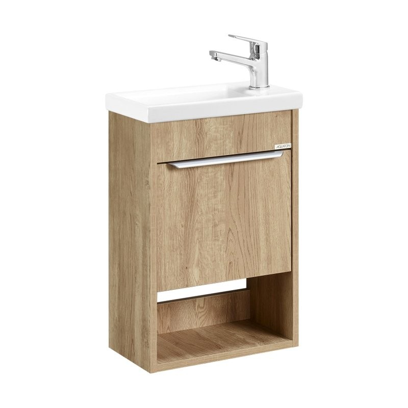 Тумба с раковиной AQUATON Хоуп 40 подвесная, 1 ящик, орех