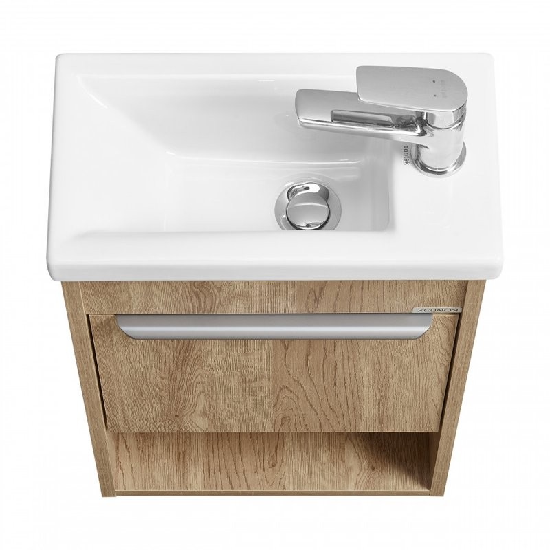 Тумба с раковиной AQUATON Хоуп 40 подвесная, 1 ящик, орех