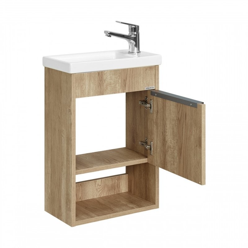Тумба с раковиной AQUATON Хоуп 40 подвесная, 1 ящик, орех
