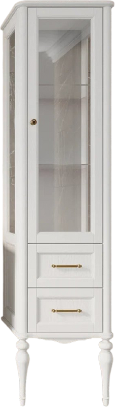 Шкаф пенал для ванной ValenHouse Эстетика R, витрина, белый, ручки золото