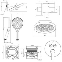 Душевая система скрытого монтажа для душа, лейка, верхний душ, хром AQUAme AQM8402CR