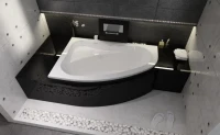 Акриловая ванна Riho Lyra R 155x100 см, угловая, правая, пристенная, белая, асимметричная, на ножках, со сливом-переливом
