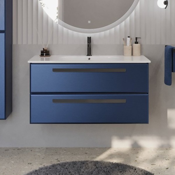 Тумба с раковиной Cezares Eco Cer 100 ручки матовые черные, sapfiro