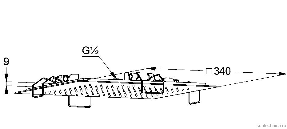 Верхний душ Kludi Asana 69400N1-00 встраиваемый в потолок, брашированная бронза