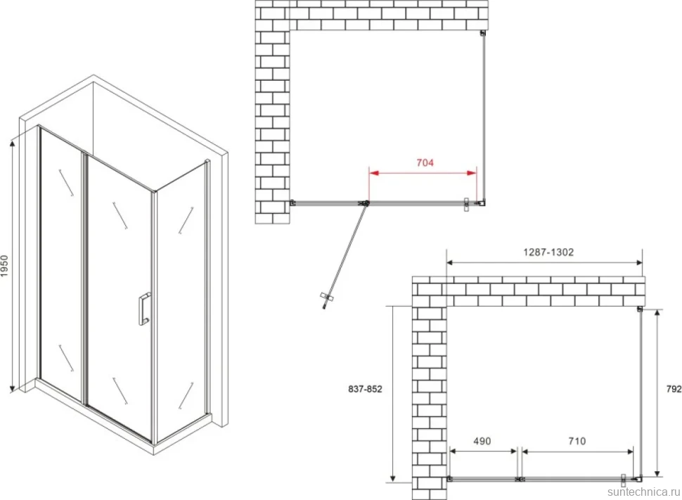 Душевой уголок Abber Sonnenstrand AG04130S-S85 85x130, профиль хром, стекло прозрачное