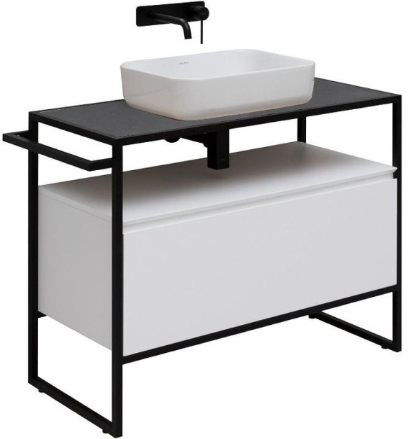 Тумба с раковиной Allen Brau Priority 100 напольная, белый матовый, столешница графит структ