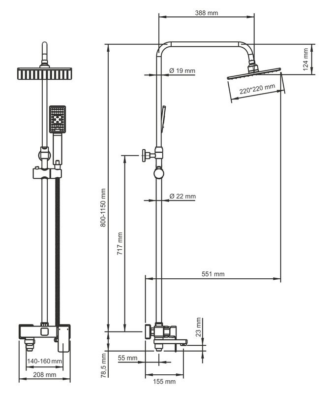 Душевая стойка Wasserkraft A17701 хром + мочалка