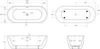 Акриловая ванна BelBagno BB417-1900-800 190x80 см, отдельностоящая, белая, овальная, вклеенный каркас, со сливом-переливом, с донным клапаном