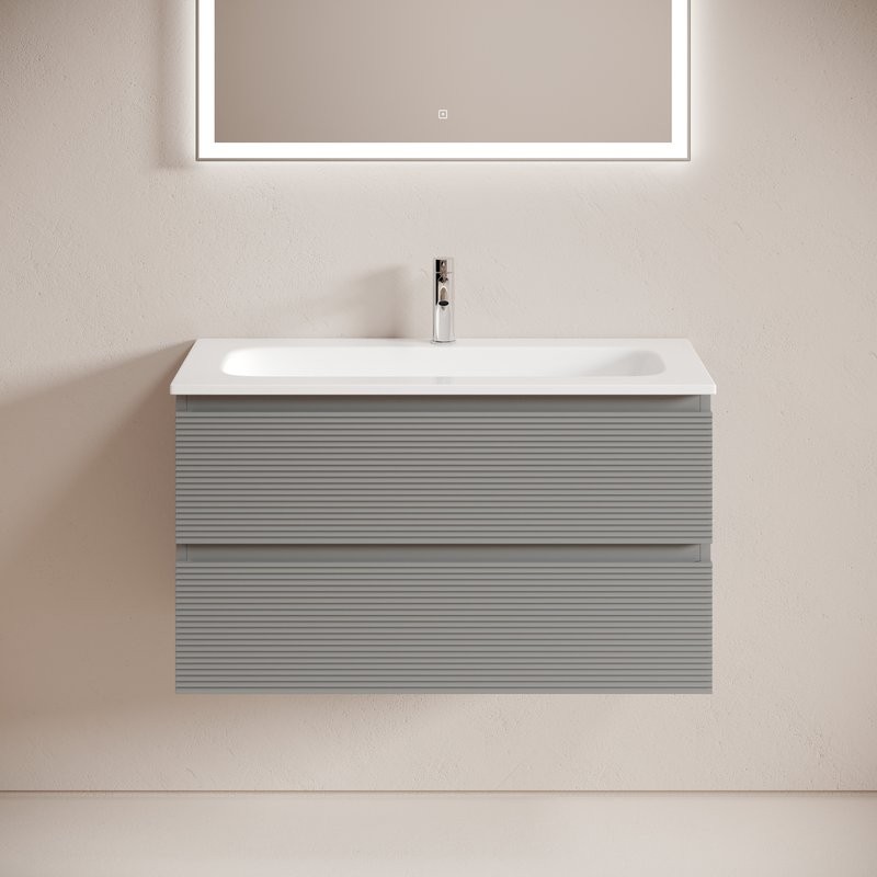 Тумба с раковиной Sancos Folk 90 подвесная, ergraut soft, раковина СN7019