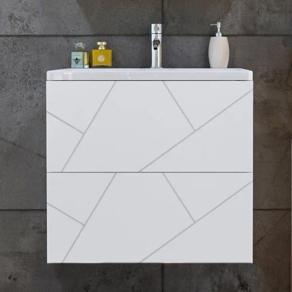 Тумба под раковину Бриклаер Кристалл 60 белая матовая