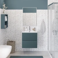 Тумба с раковиной BelBagno Uno 70 подвесная, 2 ящика, матовая голубая