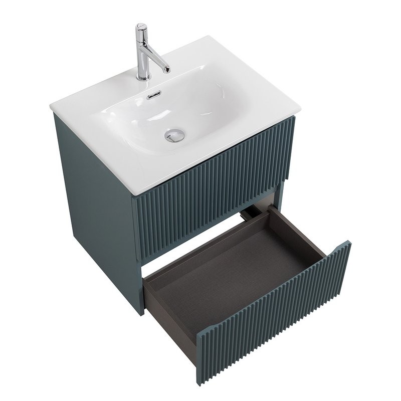 Тумба с раковиной BelBagno Uno 70 подвесная, 2 ящика, матовая голубая