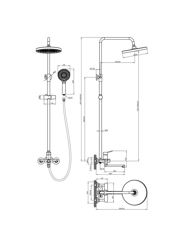 Душевая стойка Lemark Сибирь LMF-7026B-BRG брашированное золото