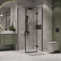 Душевой уголок Niagara Nova NG-6832-34BLACK 100x100, профиль черный матовый, стекло прозрачное