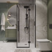 Душевой уголок Niagara Nova NG-6832-34BLACK 100x100, профиль черный матовый, стекло прозрачное