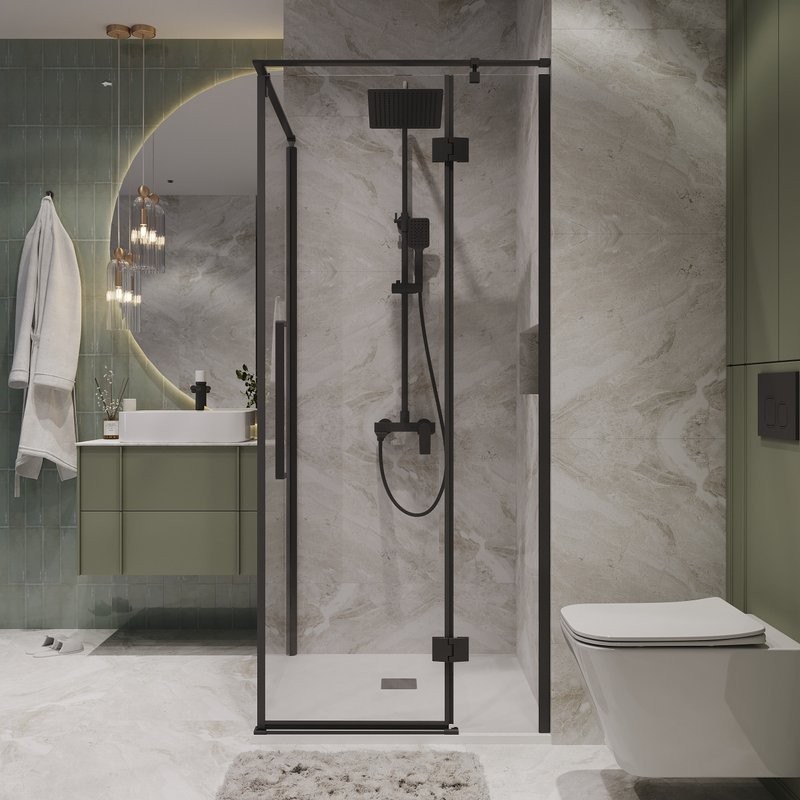 Душевой уголок Niagara Nova NG-6832-34BLACK 100x100, профиль черный матовый, стекло прозрачное