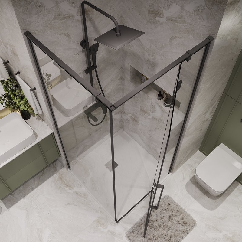 Душевой уголок Niagara Nova NG-6832-34BLACK 100x100, профиль черный матовый, стекло прозрачное