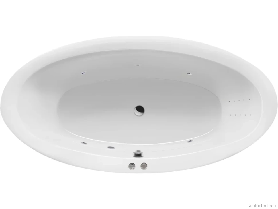 Акриловая ванна Excellent Lumina Line Nano 190x95 см, встраиваемая, с гидромассажем, белая, овальная, с каркасом, со сливом-переливом