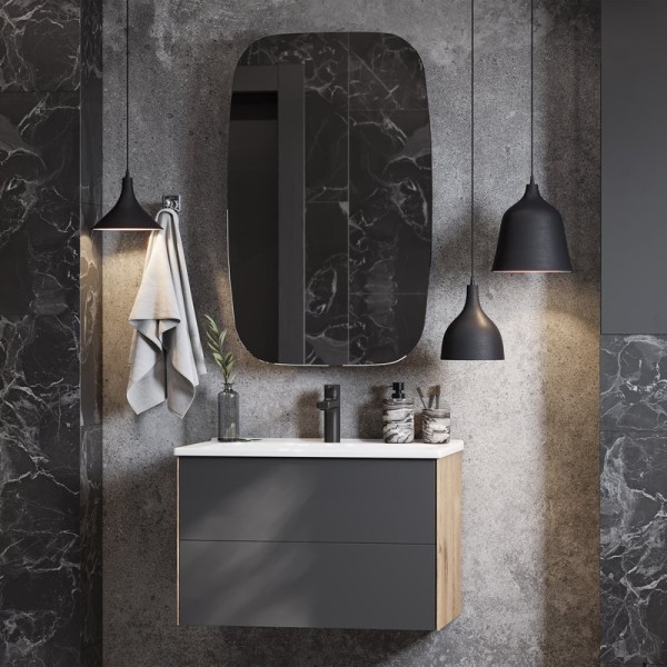 Тумба с раковиной AQUATON Сохо 75 дуб веллингтон, графит софт